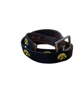 Jack Mason NCAA Iowa Hawkeyes Reversible Leather Fabric Belt Men Size 42